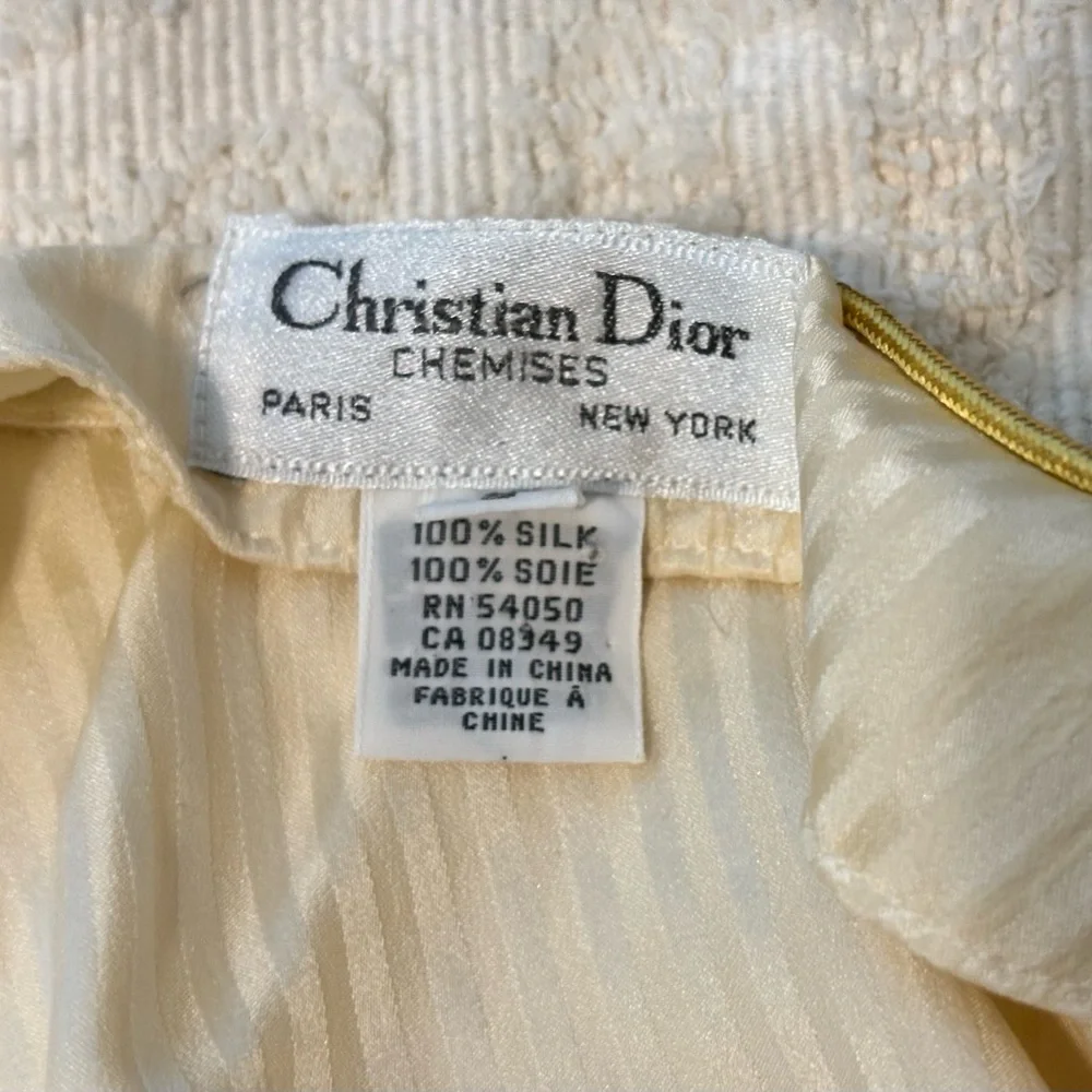 100% SILK 80s VINTAGE DIOR CHEMISE BUTTON-UP SHIRT - Picture 5 of 9